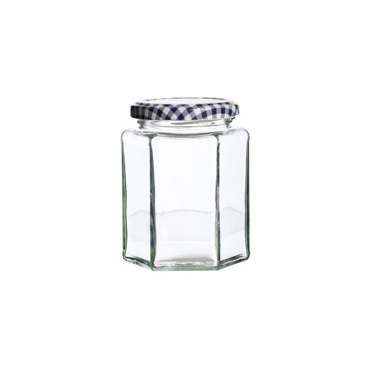 Kilner 280ml hexagonal twist top jar with gingham lid