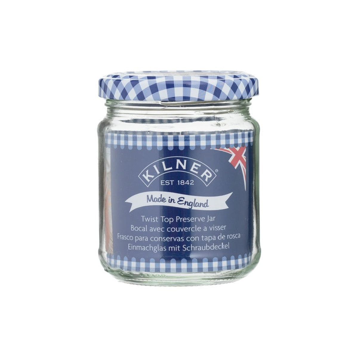 Kilner 228ml round twist top jar with gingham lid, view 2