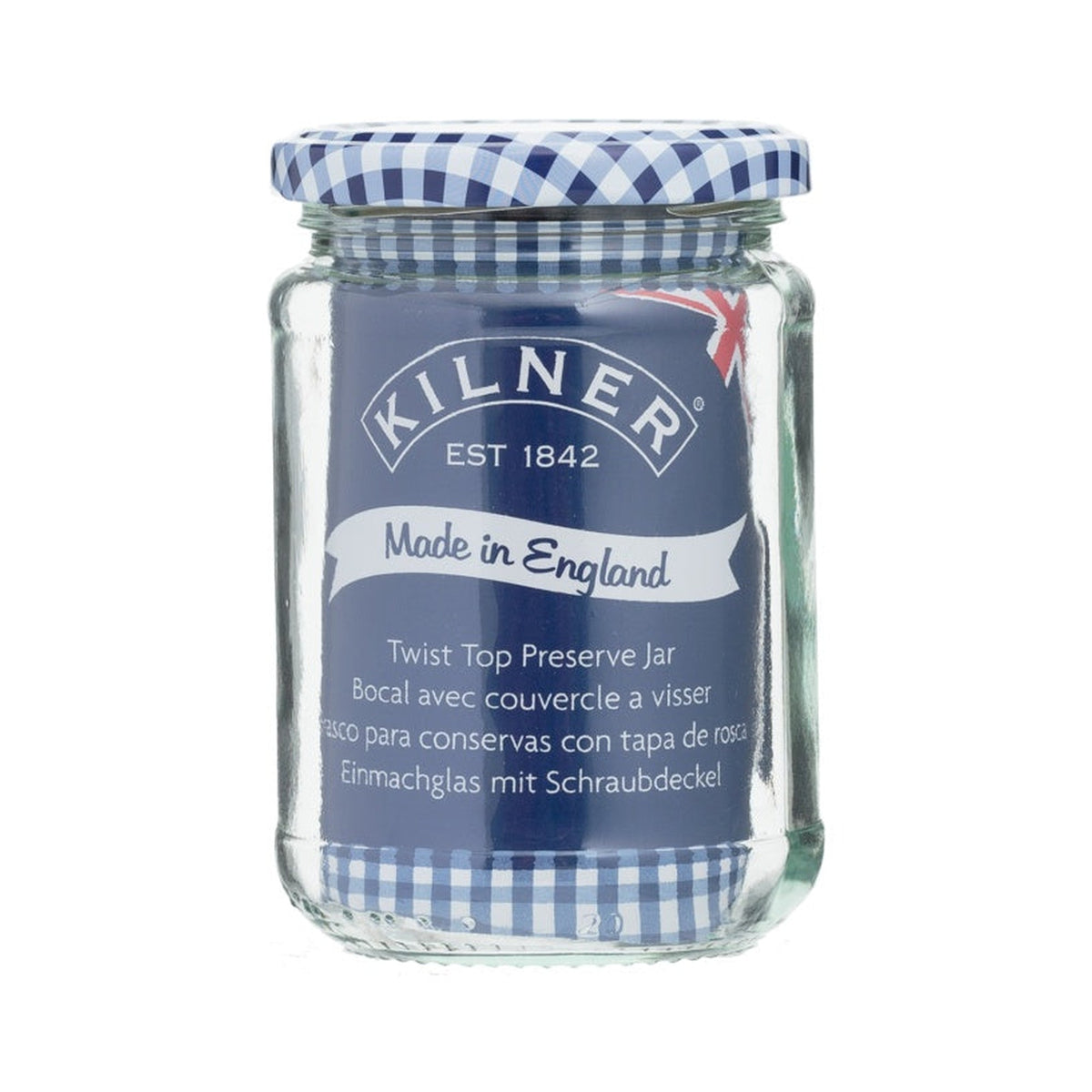 Kilner 370ml round twist top jar with gingham lid, view 2