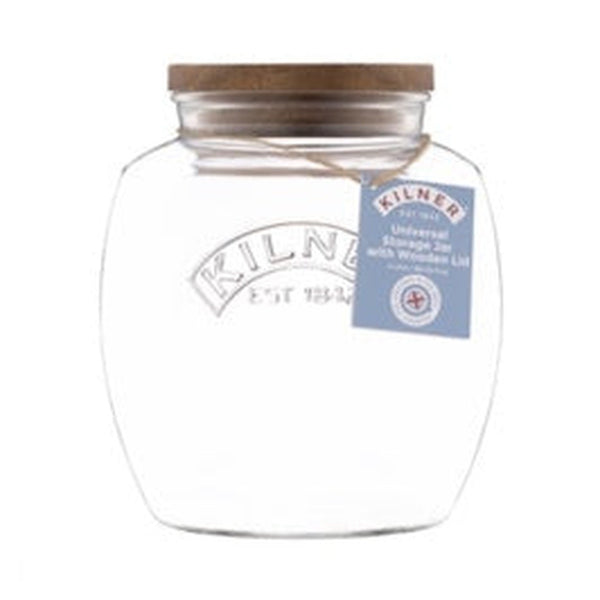 Kilner 2L universal glass jar with acacia wooden lid