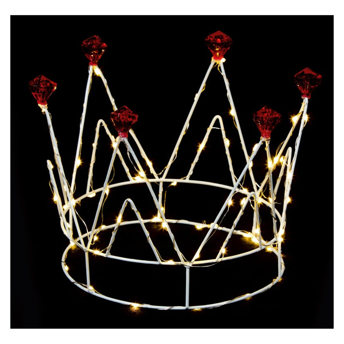 King Crown Red Diamonds Warm White - 70 LEDs Battery Operating