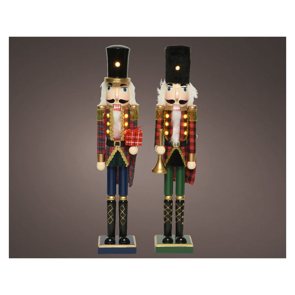 LED Nutcracker Warm White - 76cm Red Blue Check