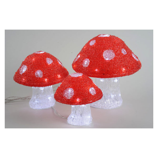 LED Outdoor Acrylic Mushroom - Set of 3