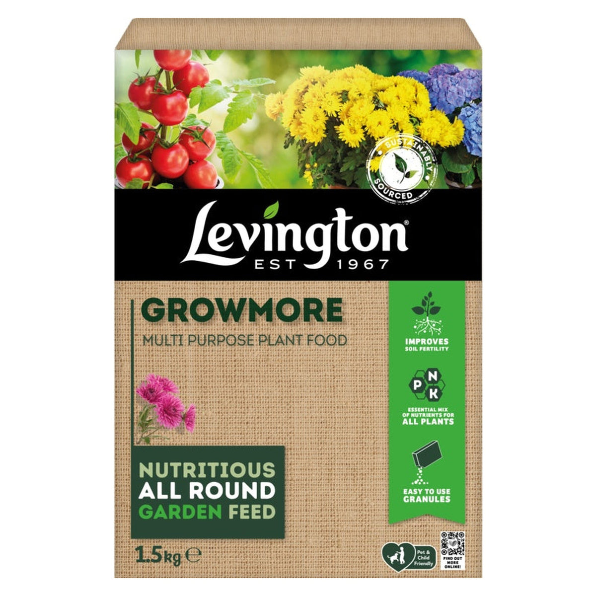 Levington Growmore 1.5kg garden feed granules