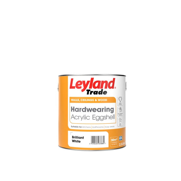 Leyland Trade Acrylic Eggshell 2.5L tin in white