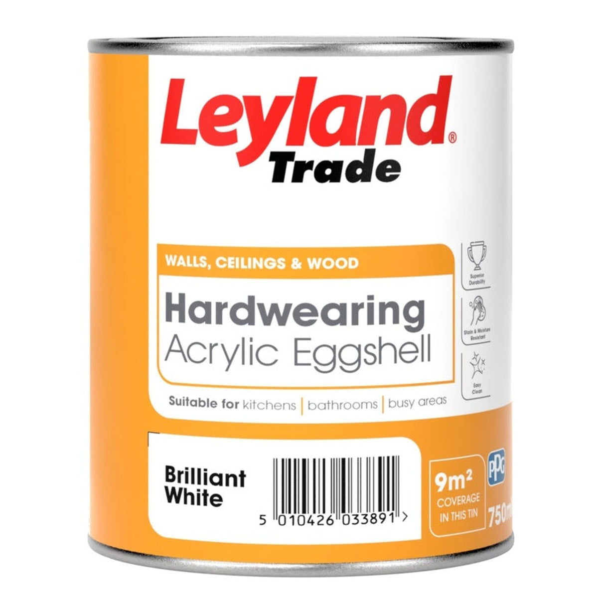 Leyland Trade Acrylic Eggshell 750ml tin
