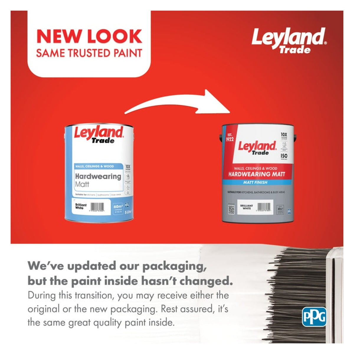 Leyland Trade Hardwearing Matt 5L Brilliant White tin, view 3