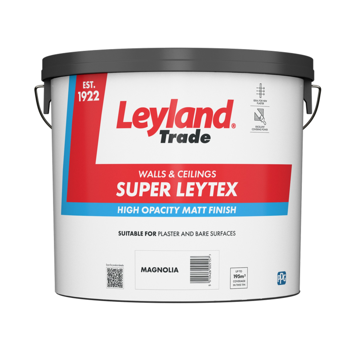 Leyland Trade Super Leytex matt emulsion, 15L tin in magnolia