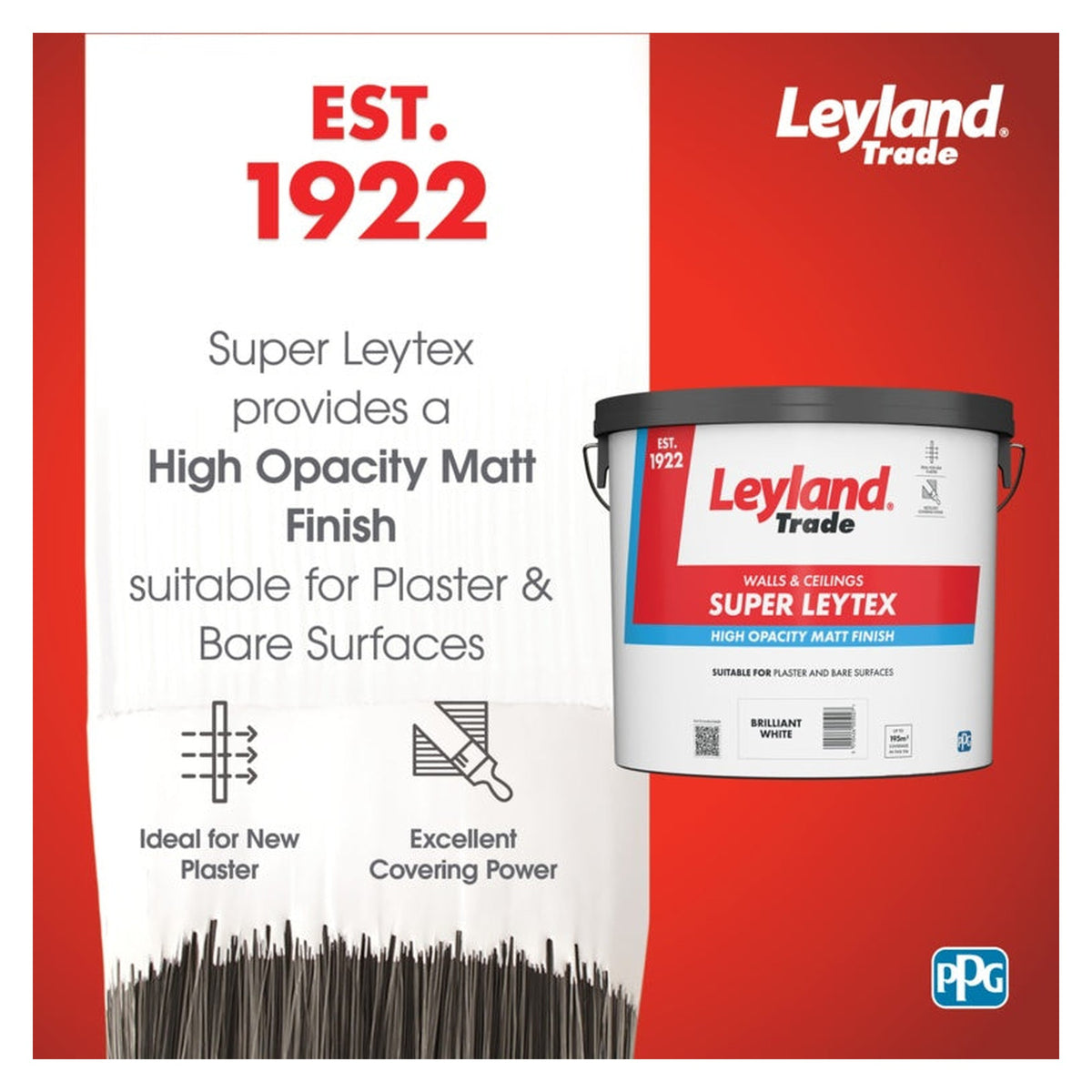 Leyland Trade Super Leytex matt emulsion, 15L tin in magnolia, view 4