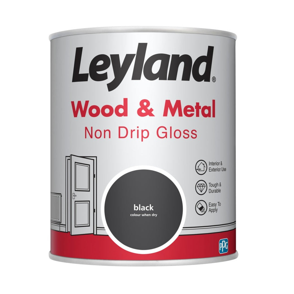 Leyland Wood & Metal Non Drip Gloss 750ml in Black