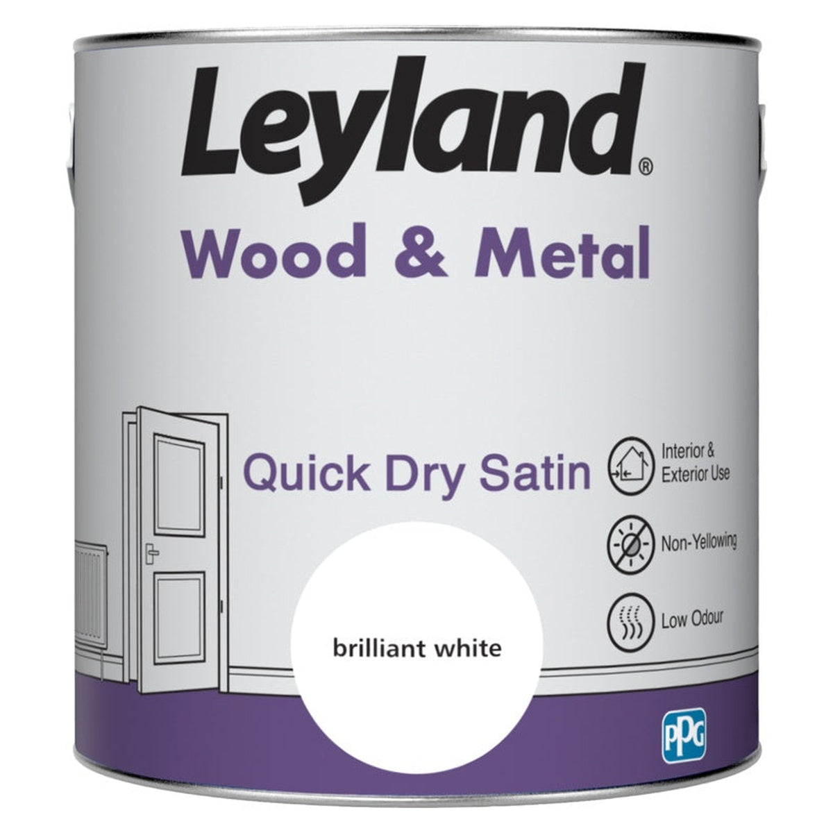 Leyland Wood & Metal Quick Dry Satin 2.5L tin in Brilliant White