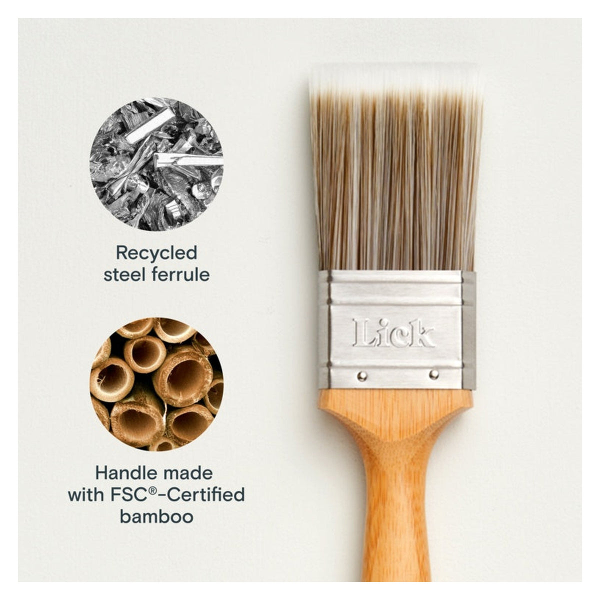 LickTools eco bamboo handle 2 inch flat paint brush, view 4