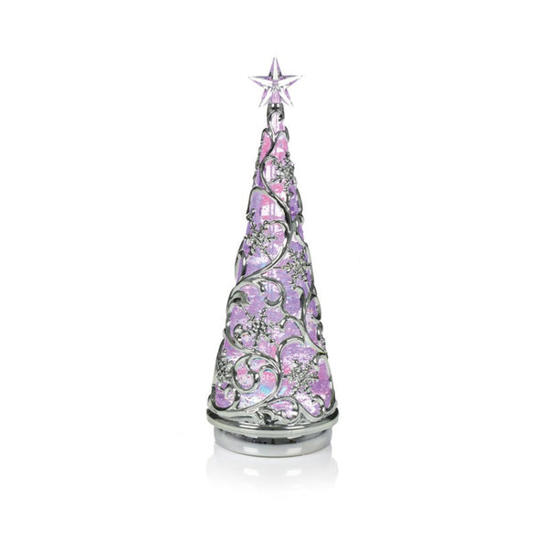 Lit Chrome Tree With Star Colour Changing LEDs - 30cm