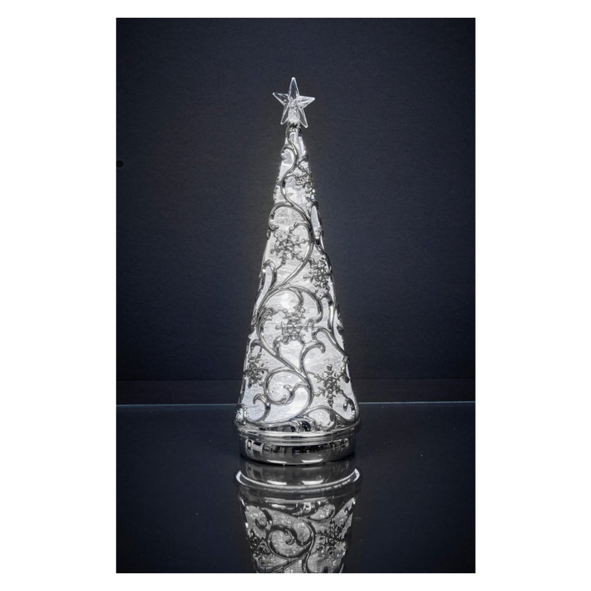 Lit Chrome Tree With Star Colour Changing LEDs - 30cm, view 3