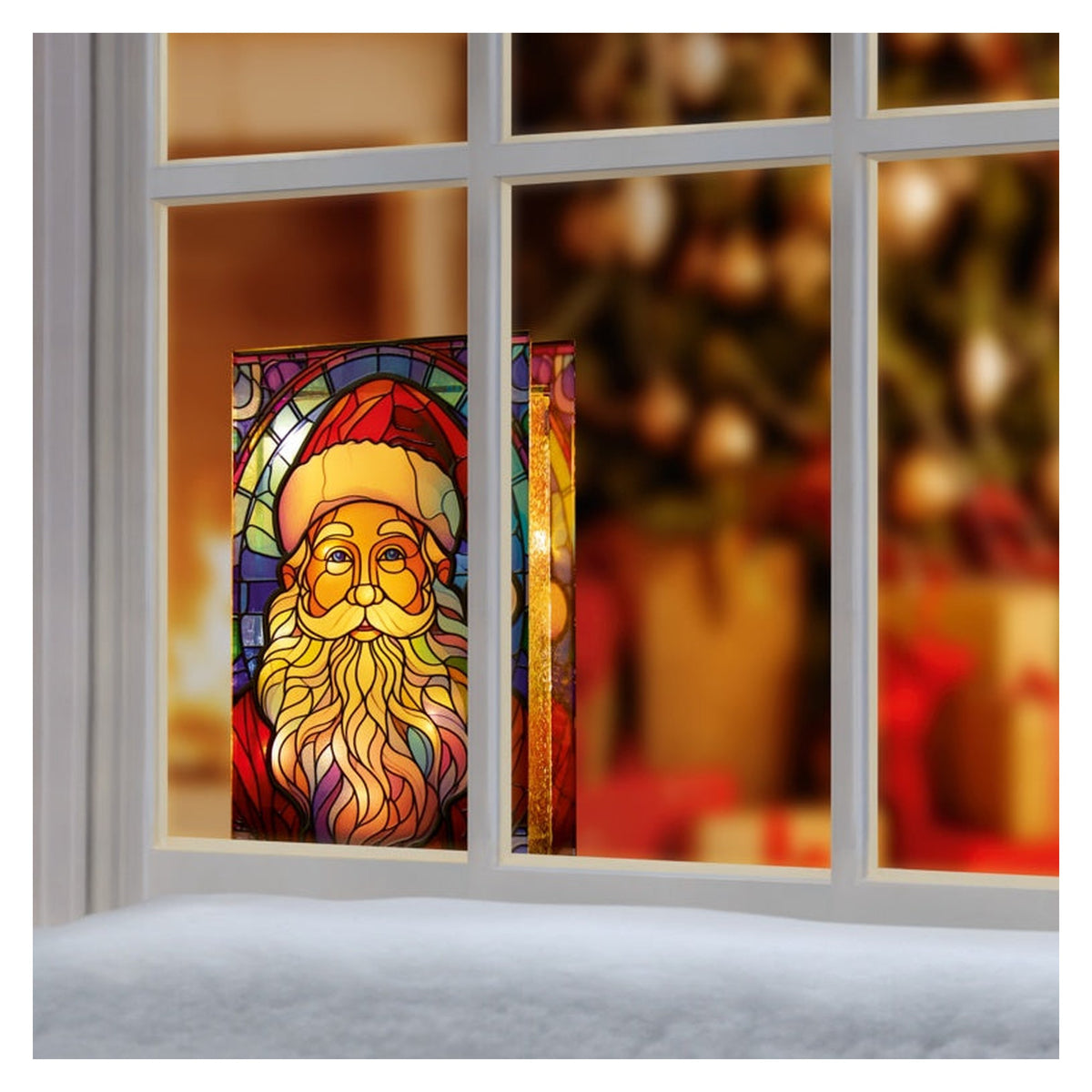Lit Santa Glass Table Top 50 Warm White LEDs - 21x13, view 4