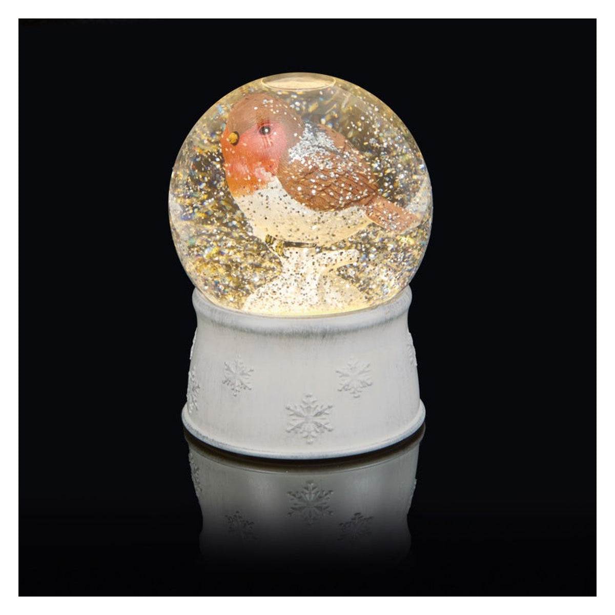 Lit Water Globe With Robin - 18cm