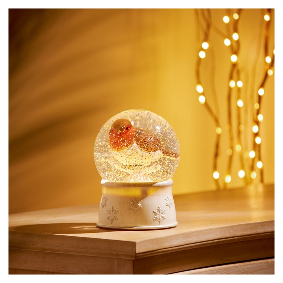 Lit Water Globe With Robin - 18cm, view 2