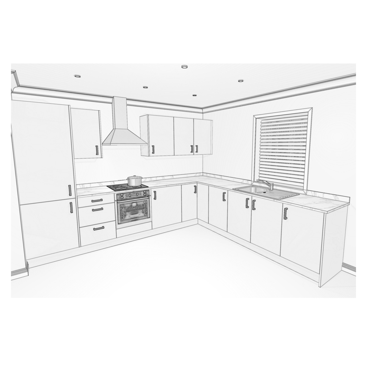 LochAnna Euro Kitchen L-shaped layout option, view 3