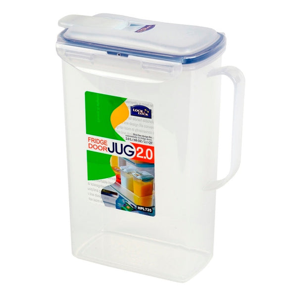 Locknlock 2L rectangular fridge door jug clear and blue