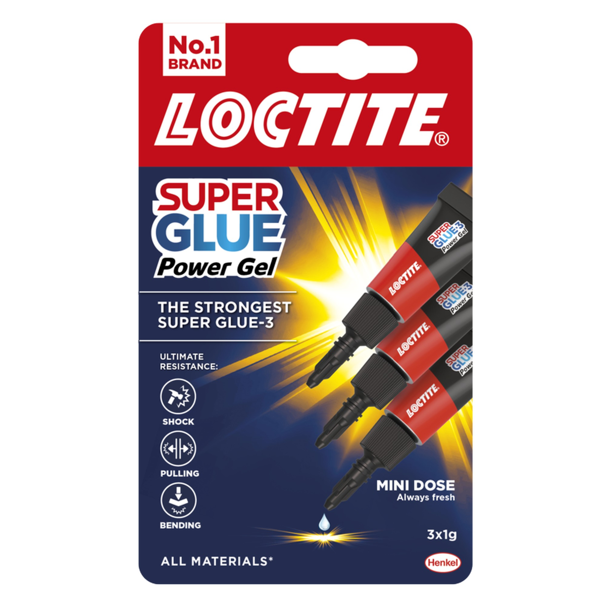 Loctite Super Glue Power Gel mini trio, 3 x 1g tubes