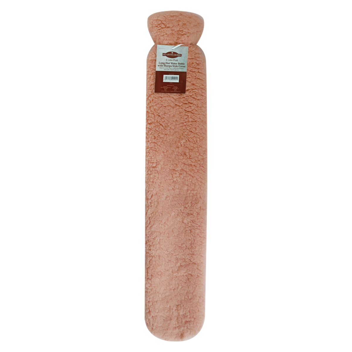 Long Hot Water Bottle With Sherpa Style Cover 2L - Pink
