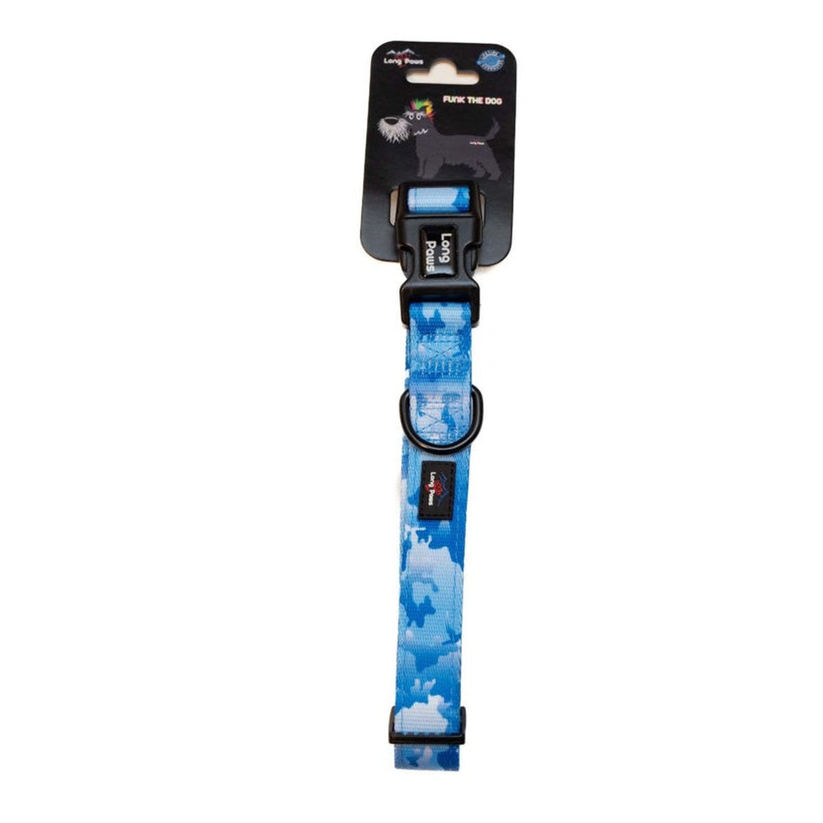 Long Paws blue camo dog collar, small, view 3