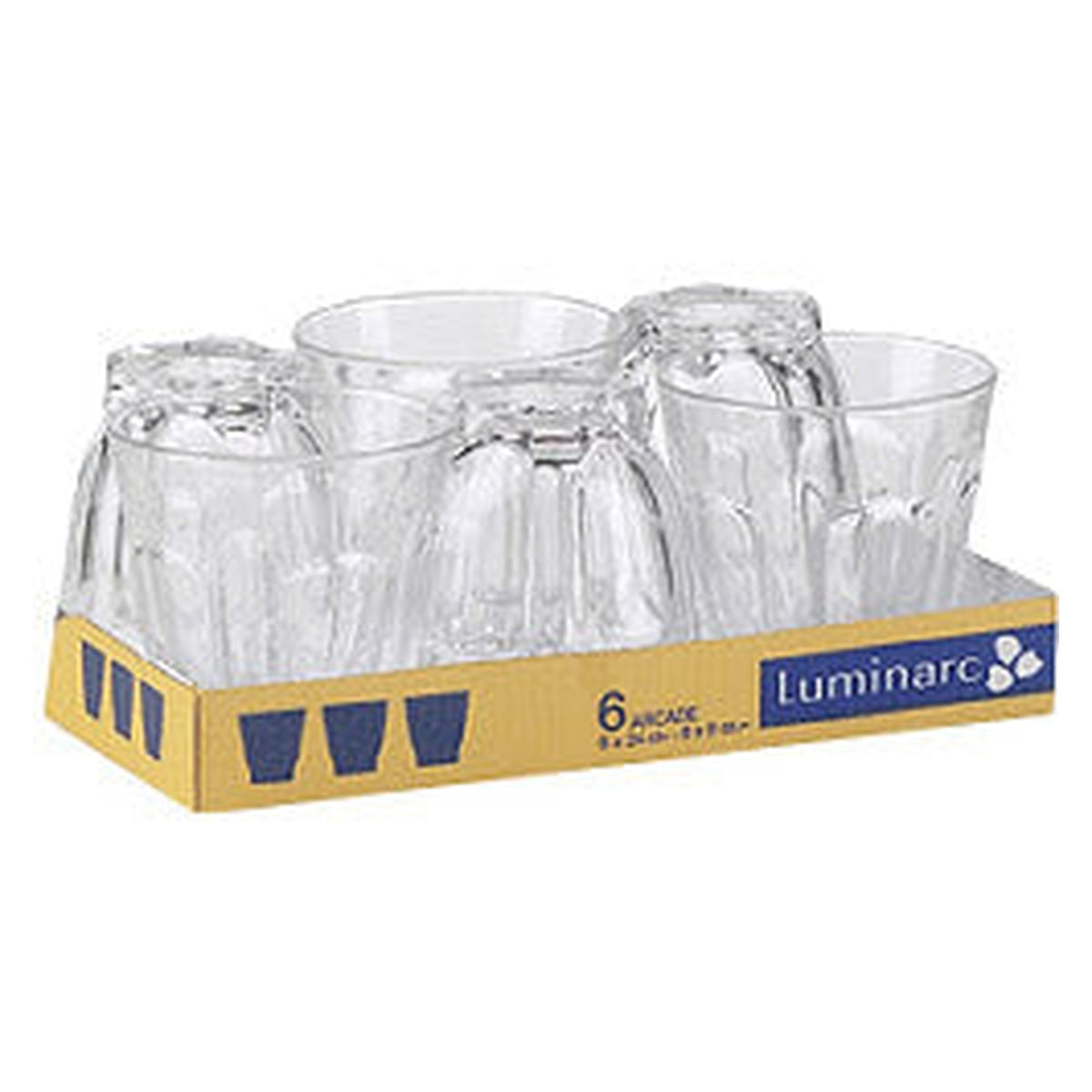 Tray of six Luminarc Arcade 24cl mixer tumblers