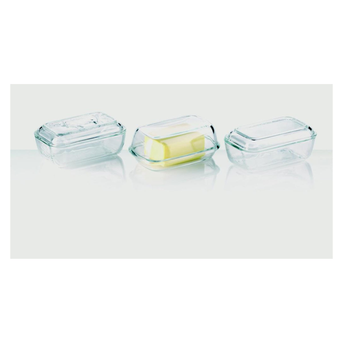 Luminarc clear glass cow butter dish with lid, view 2