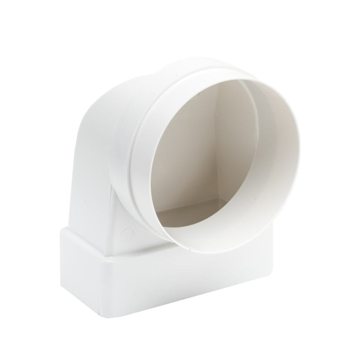Manrose 100mm round to flat 90 degree elbow connector, view 2