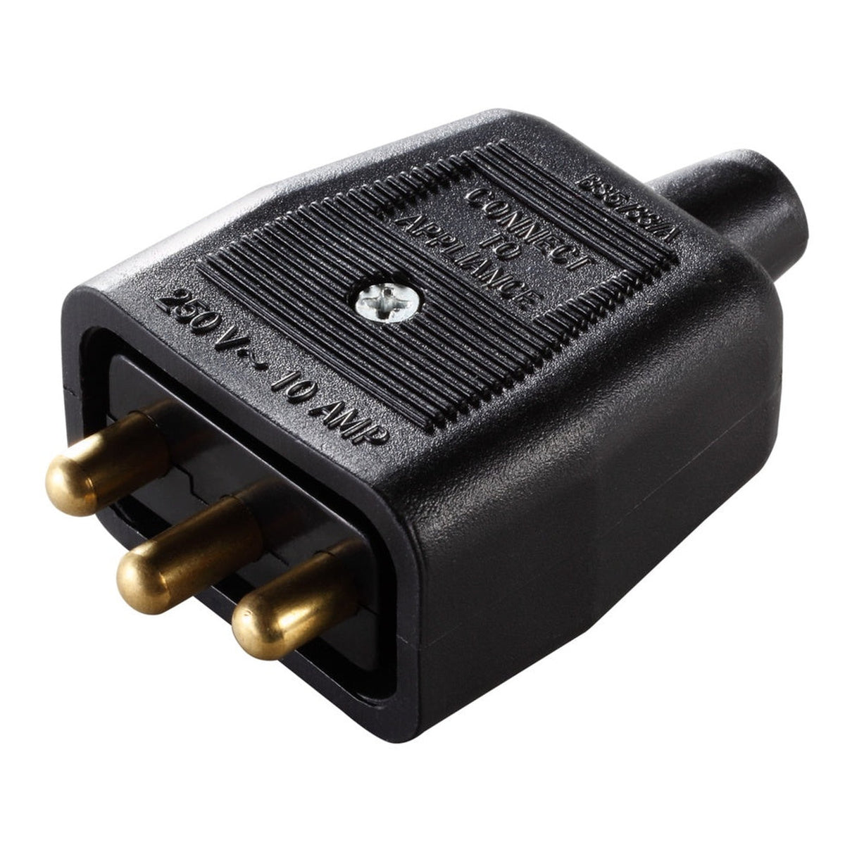 Masterplug 10 amp 3 pin rewireable connector in black, view 4