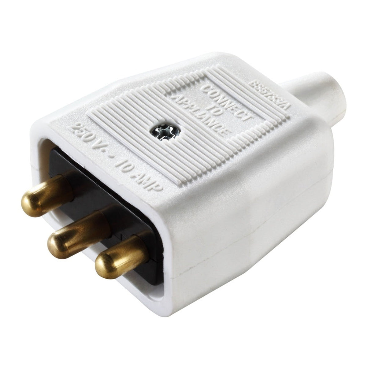 Masterplug white 10 amp three pin heavy duty connector, view 2