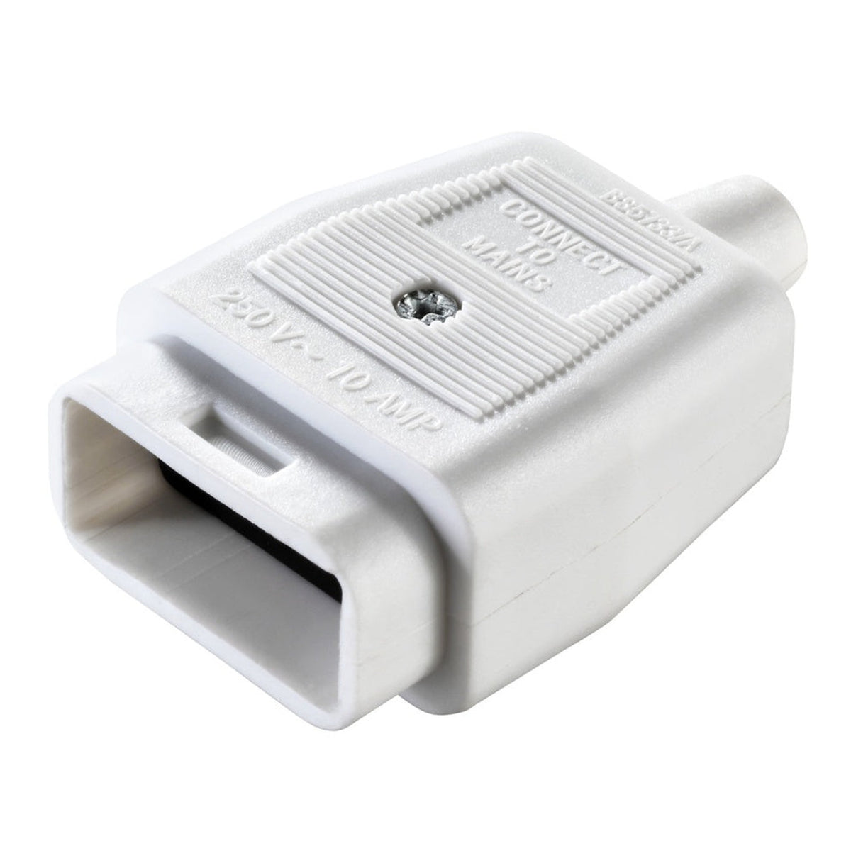 Masterplug white 10 amp three pin heavy duty connector, view 3