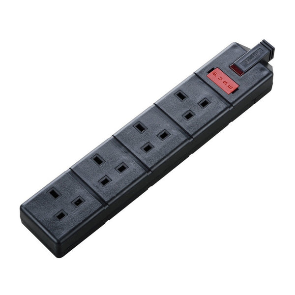 Masterplug 4 socket 13 amp black heavy duty trailing socket