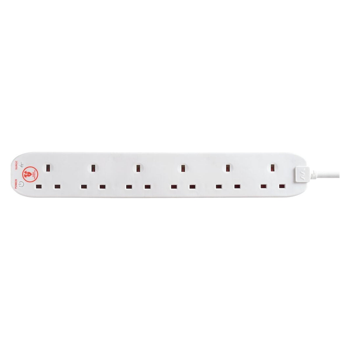 Masterplug white 6 gang surge protected extension lead 2m, view 2