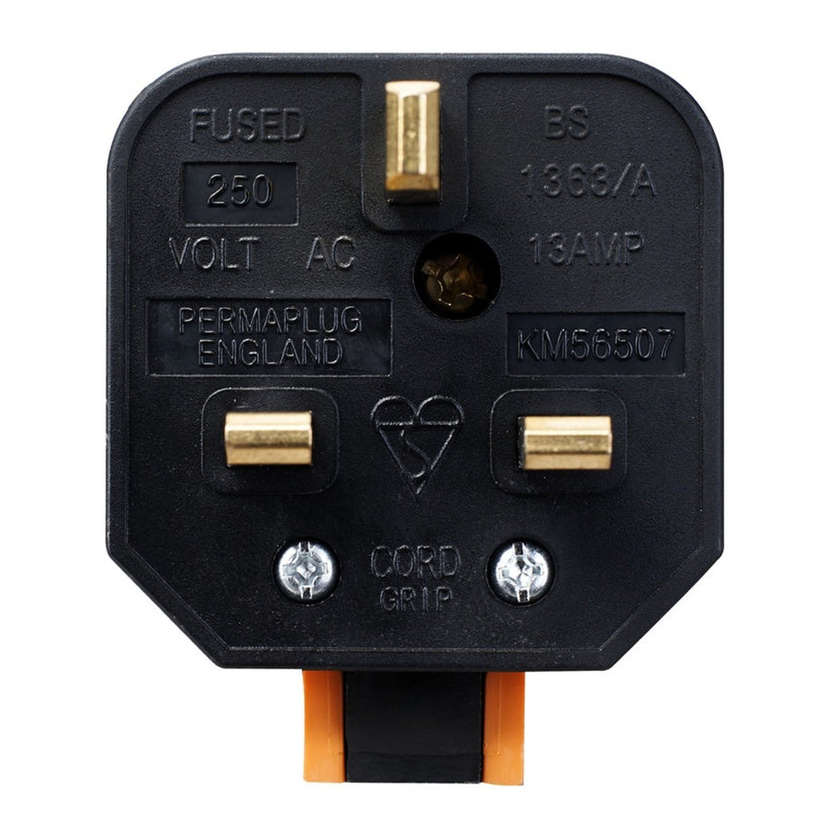 Masterplug heavy duty 13 amp orange plug, view 2