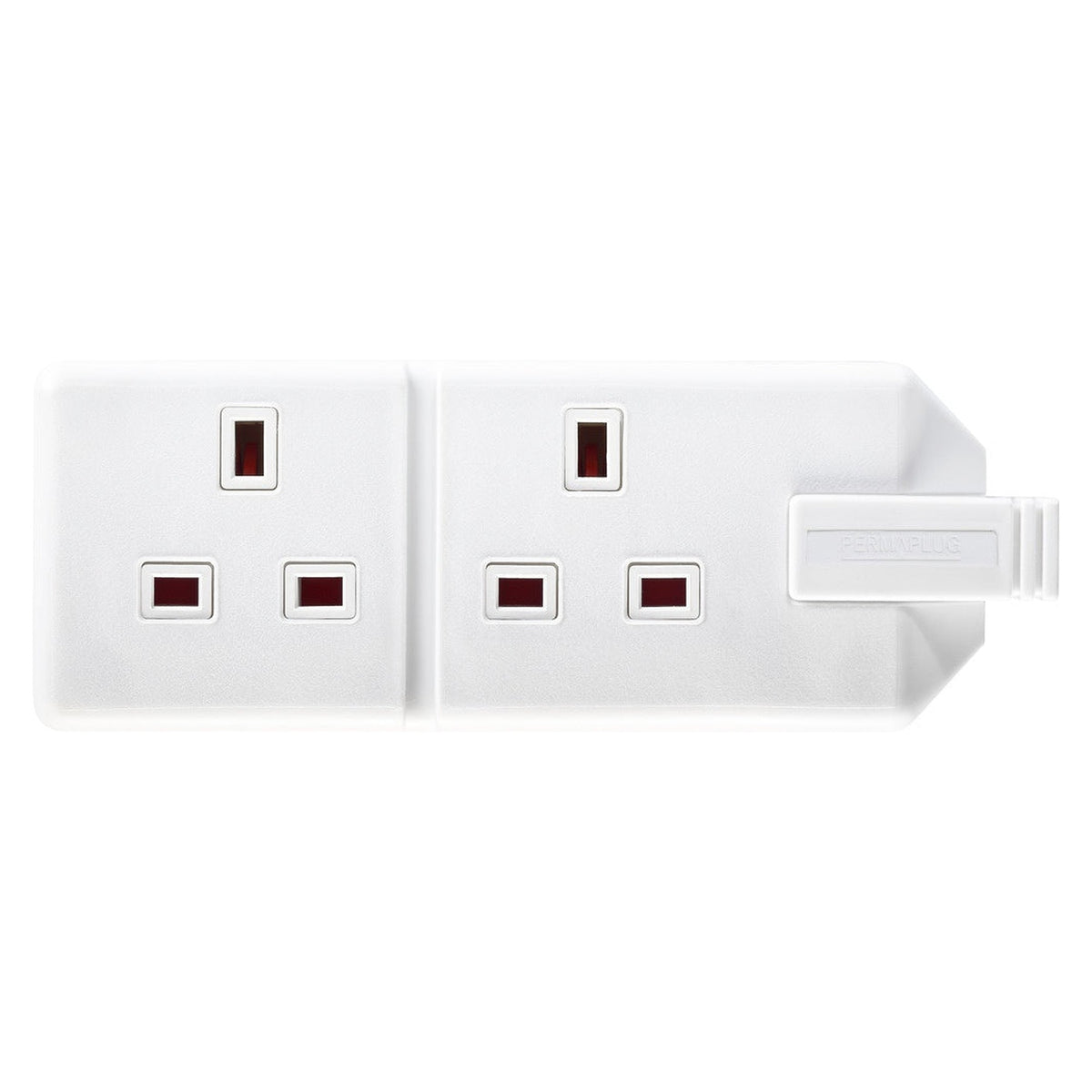 Masterplug white twin extension socket, view 2