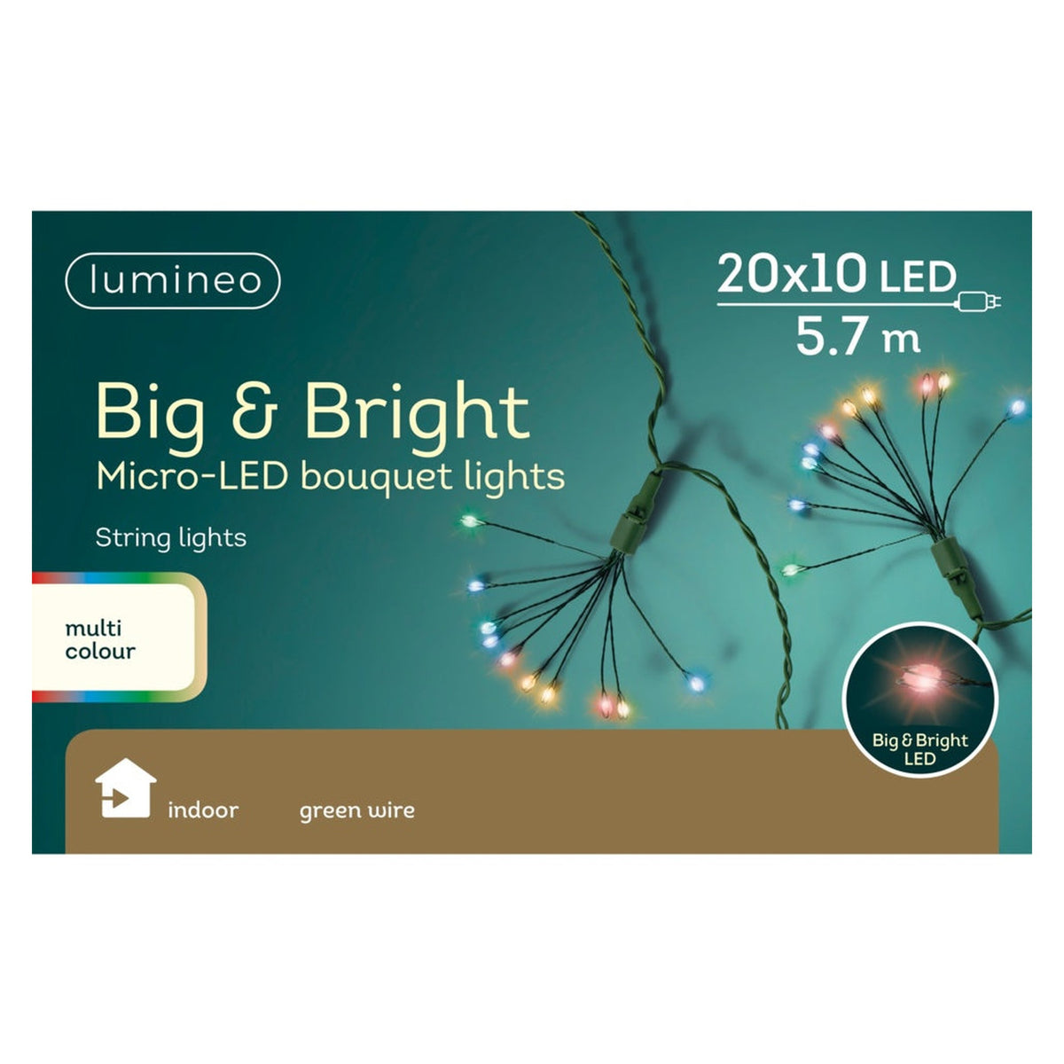 Micro Big LED Bouquet - Multi Coloured/Green Cable, view 2