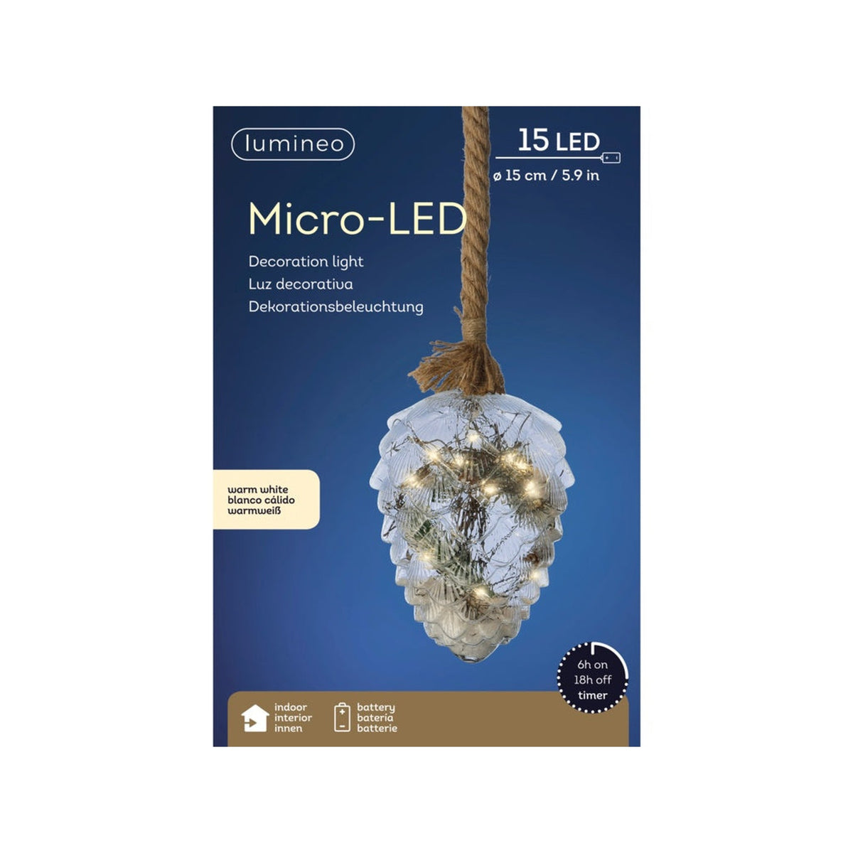 Micro Led Pinecone Silver/Warm White - 21L, view 2