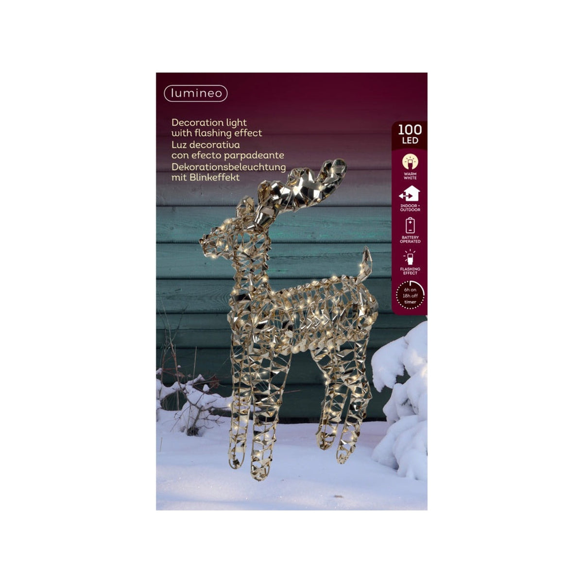 Micro LED Reindeer - 100 LEDs Gold