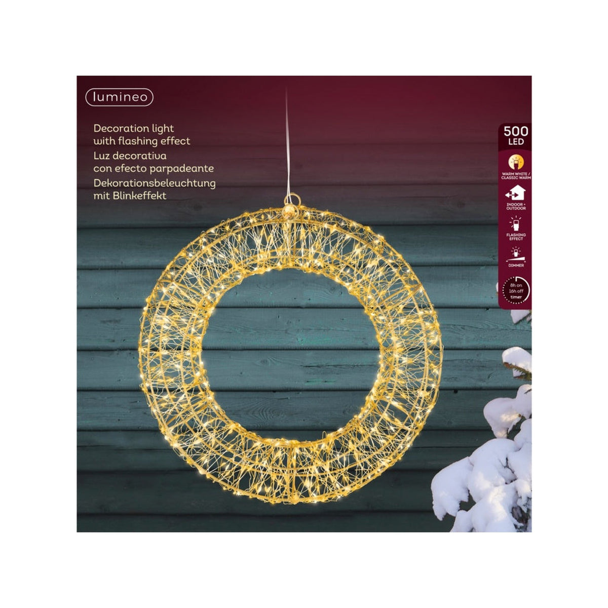 Micro LED Wreath Gold - 500 LEDs