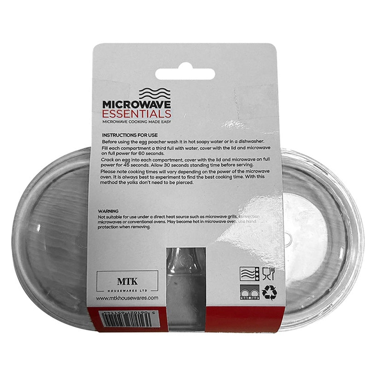 Microwave Essentials clear 2 cup egg poacher, view 3