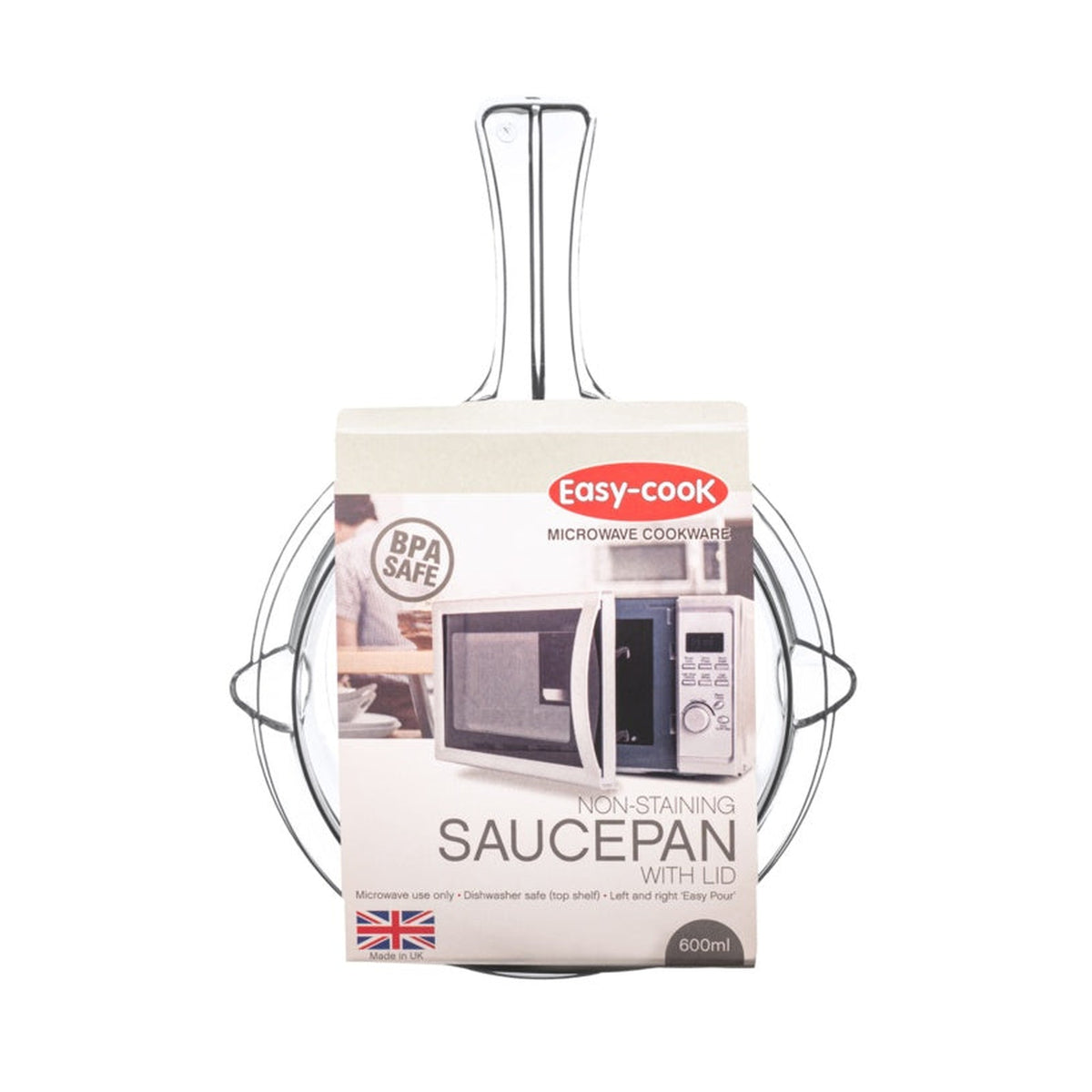 Microwave Essentials large clear saucepan and lid, 850ml, view 4