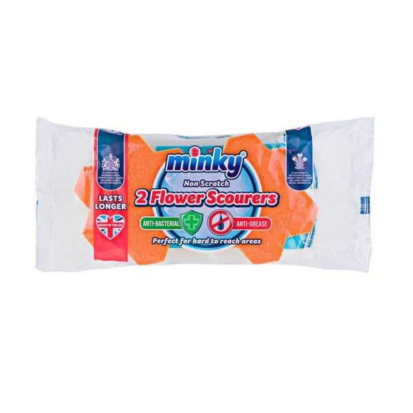 Minky anti-bac anti-grease flower scourers pack of 2