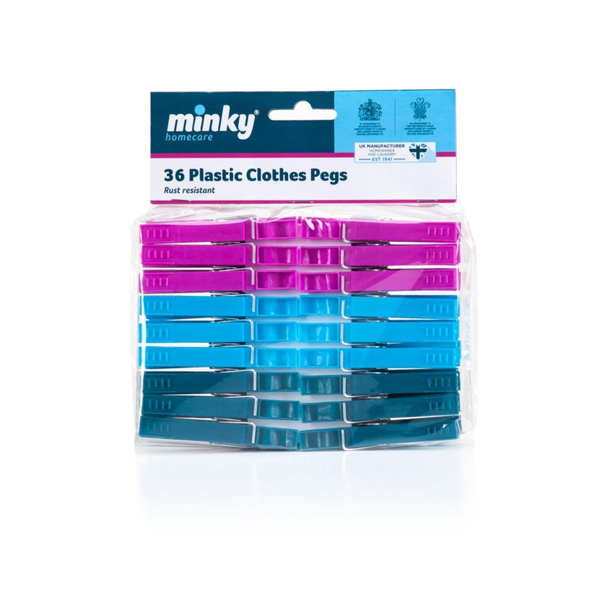 Minky spring loaded plastic pegs, pack of 36