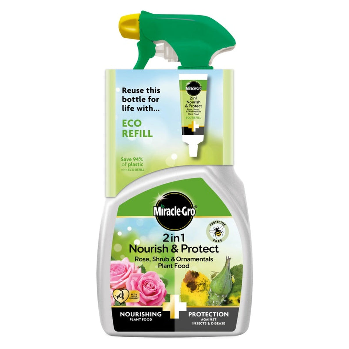 Miracle-Gro Nourish and Protect rose and shrub spray 800ml, view 2