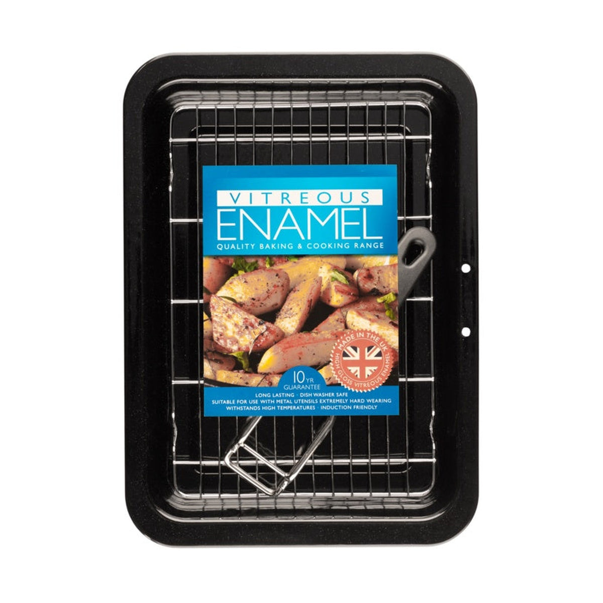 Mtk Housewares vitreous enamel grill pan with tray, 28 x 23cm
