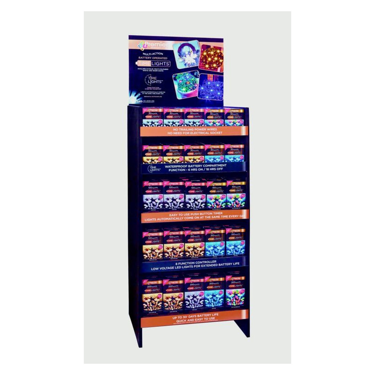 Multi Action Battery Operated TIMELIGHTS™ - 185 Piece Display Stand