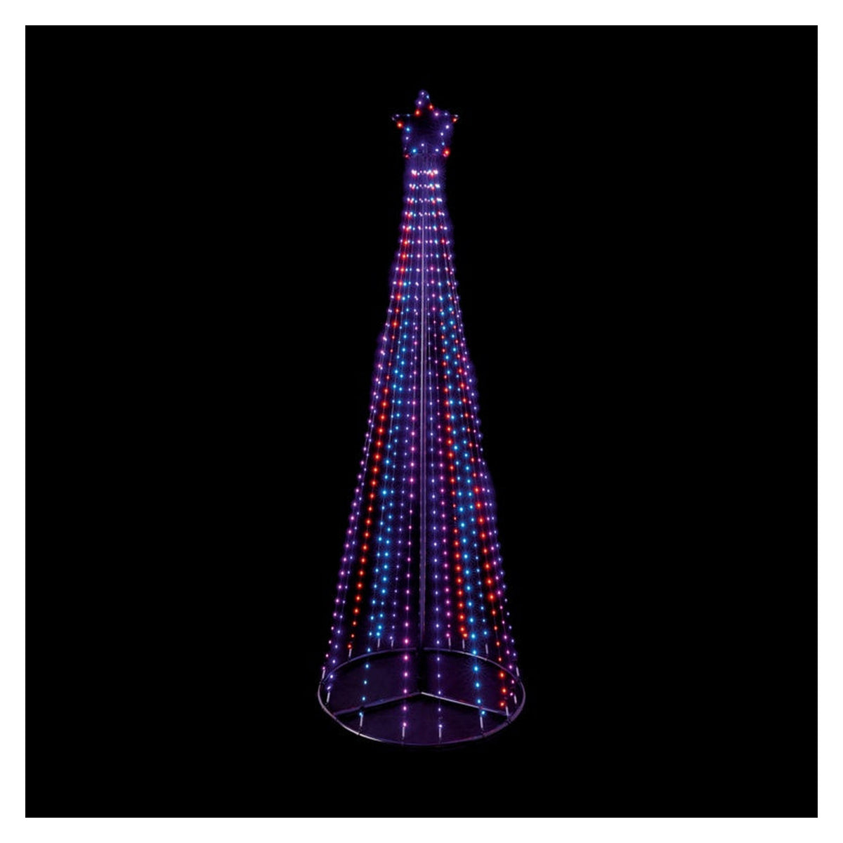 Multi Action FlexiBright Pyramid Tree - 2.5m Red/Blue/White