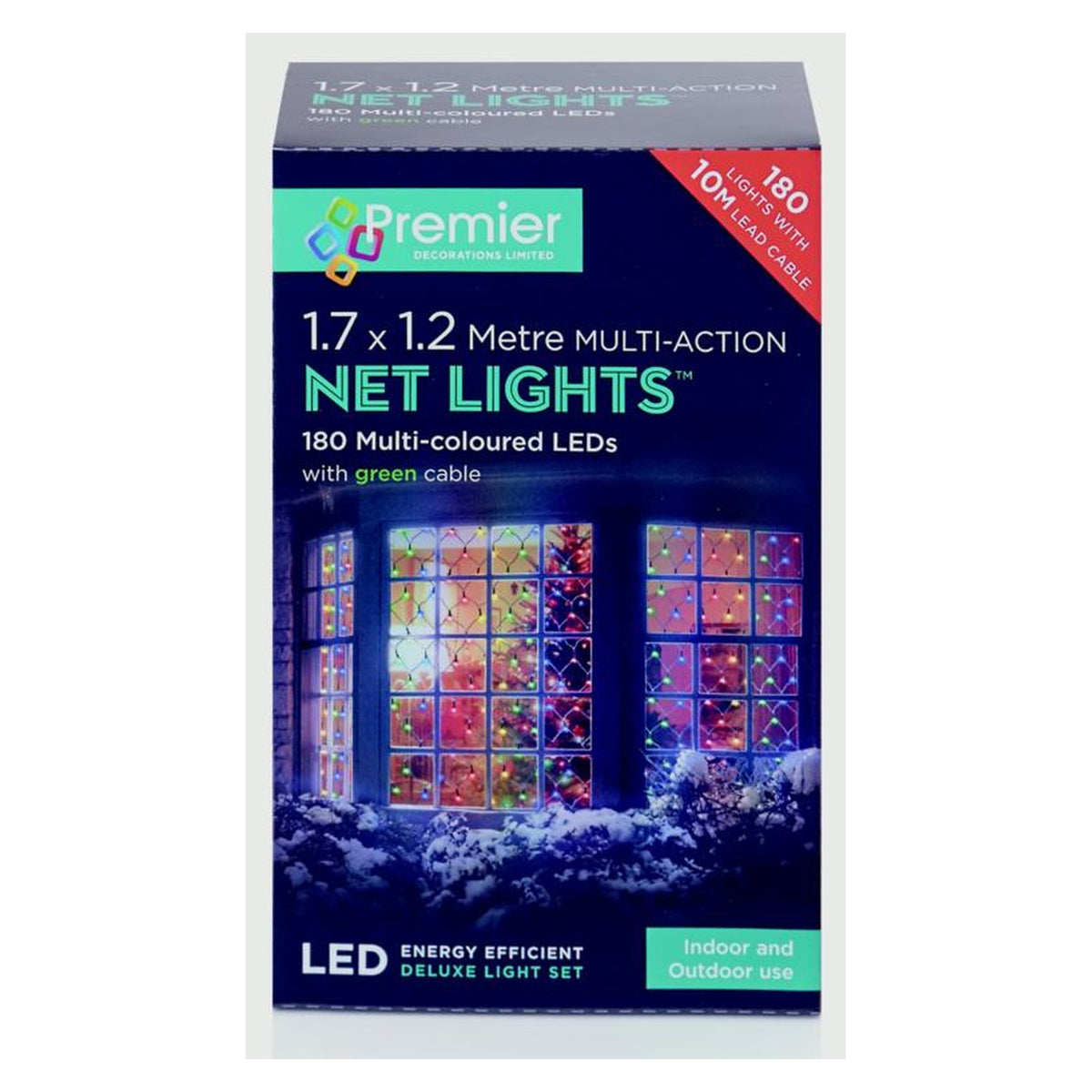 Multi-Action LED Net Lights - 180 LED 1.75 x 1.2m Multi