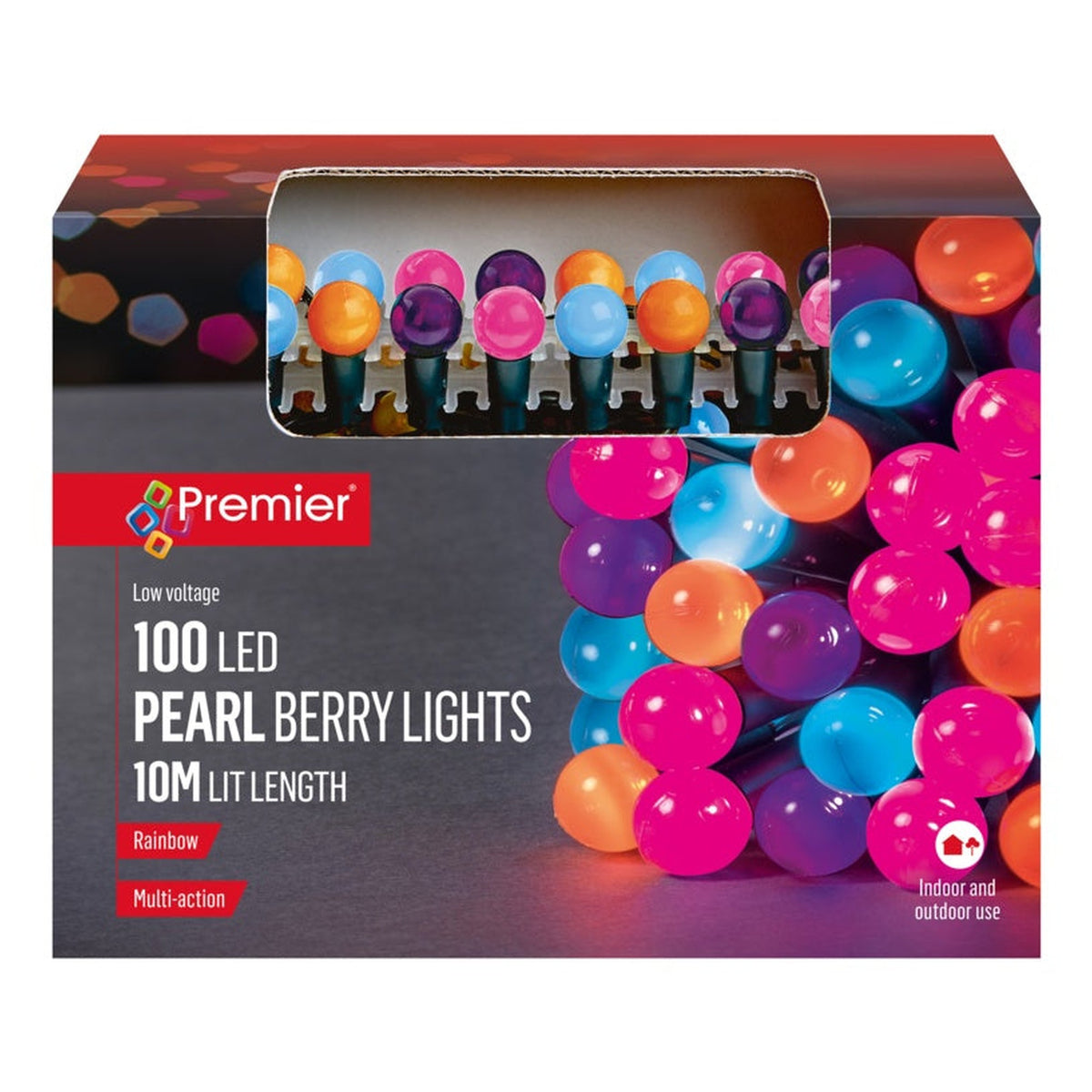 Multi Action Pearl Berry Lights - 100 LEDs Rainbow